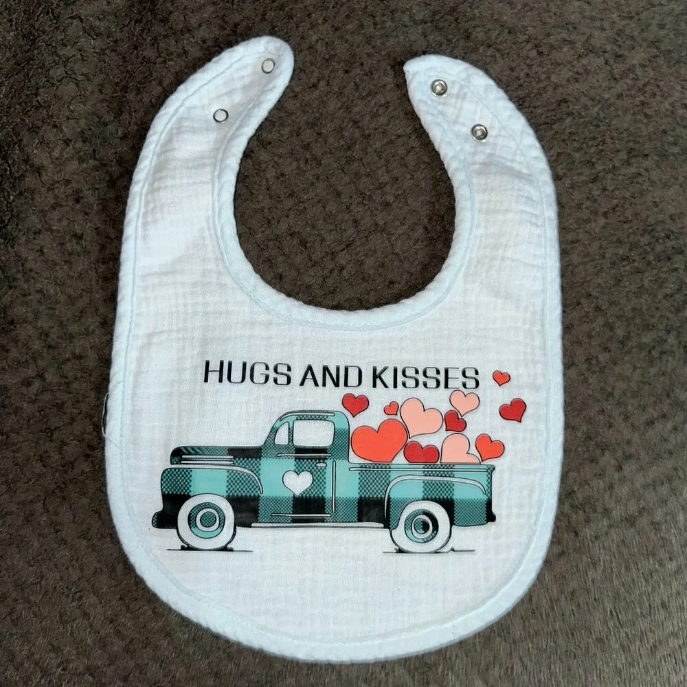 NEW Handcrafted Hugs and Kisses Baby Bib